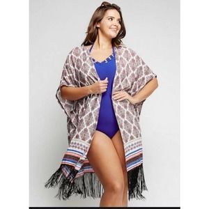 Fringe Hem Beach Cover Up Kimono